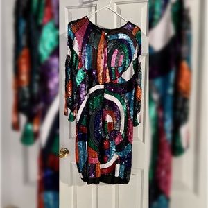 Vintage Multicolor Sequin & Beaded Gown